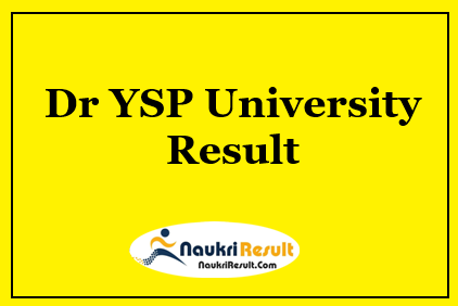 Dr YSP University Result 2021 | Check Cut Off Marks | Merit List