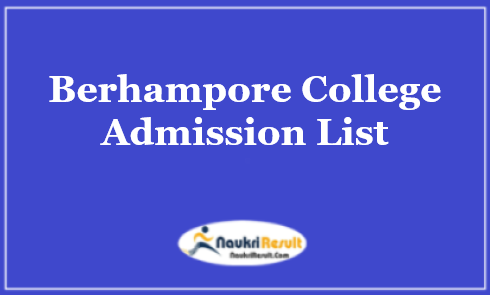 Berhampore College Merit List 2023 | Admission List