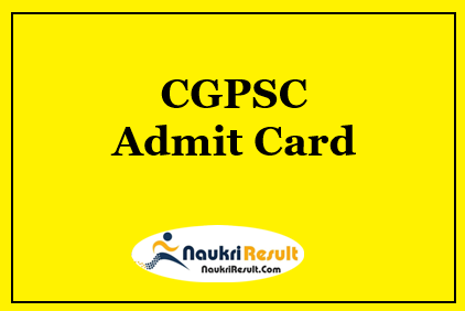 CGPSC Medical Specialist Admit Card 2021 Download | Exam Date Out