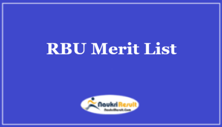 RBU Merit List 2021 Released | PG Provisional Merit List @ rbu.ac.in