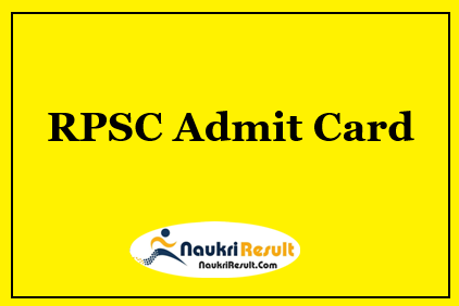 RPSC Assistant Director Admit Card 2022 Download | Exam Date Out