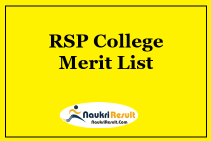 RSP College Merit List 2021 Released | UG & PG Admission Merit List