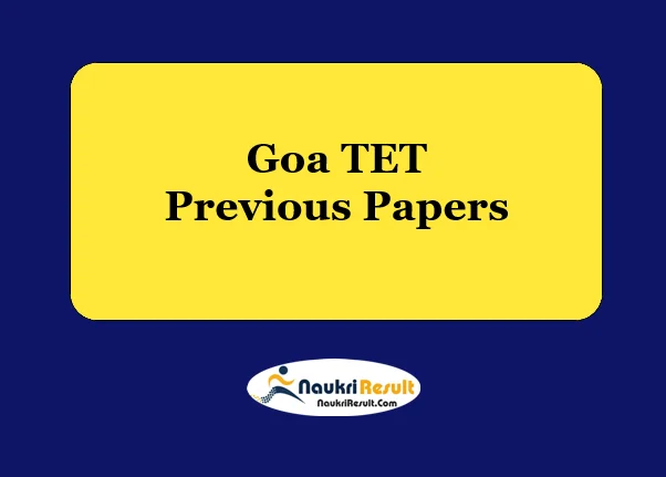 Goa TET Previous Question Papers