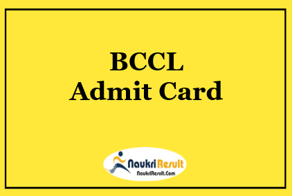 BCCL Dresser Amin Admit Card 2021 Download | Exam Date Out