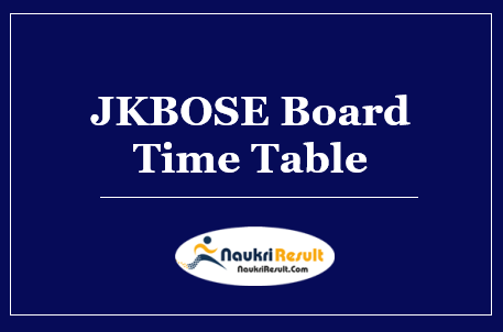 JKBOSE 12th Class Date Sheet 2022 Download | JK Board Exams Date