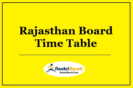 Rajasthan Board Time Table