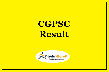CGPSC Scientific Officer Principal Result 2022 | Cut Off Marks | Merit List