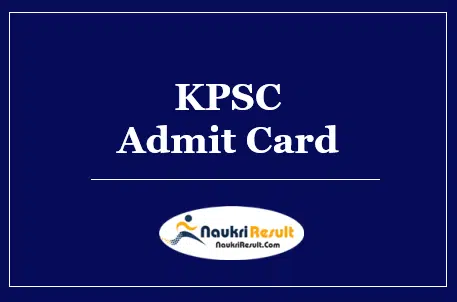 KPSC JE Admit Card 2022 Download | Junior Engineer Exam Date Out