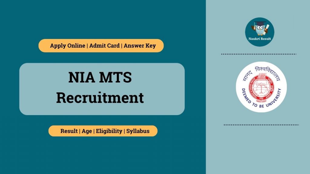 NIA MTS Recruitment